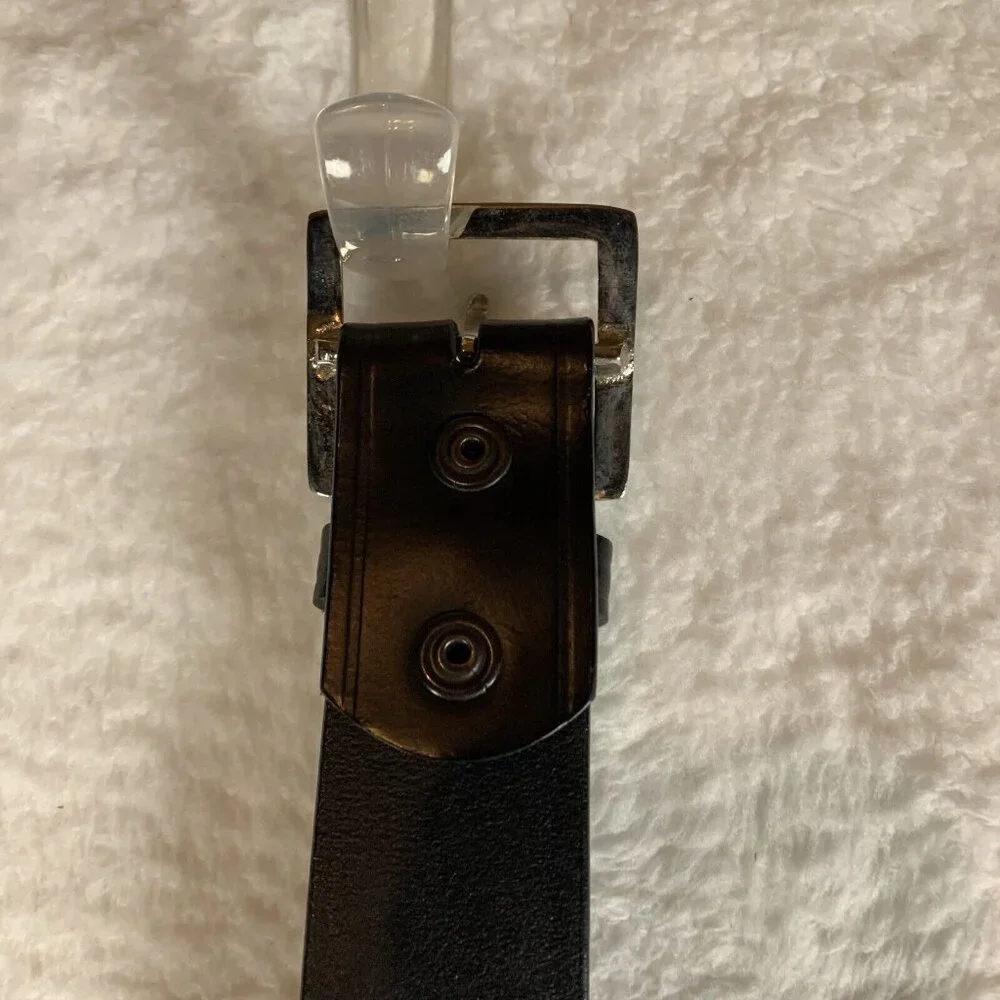 Cobra Tufskin Belt Men 32 Black Leather Chrome Buckle Dress EMS Corrections 9609